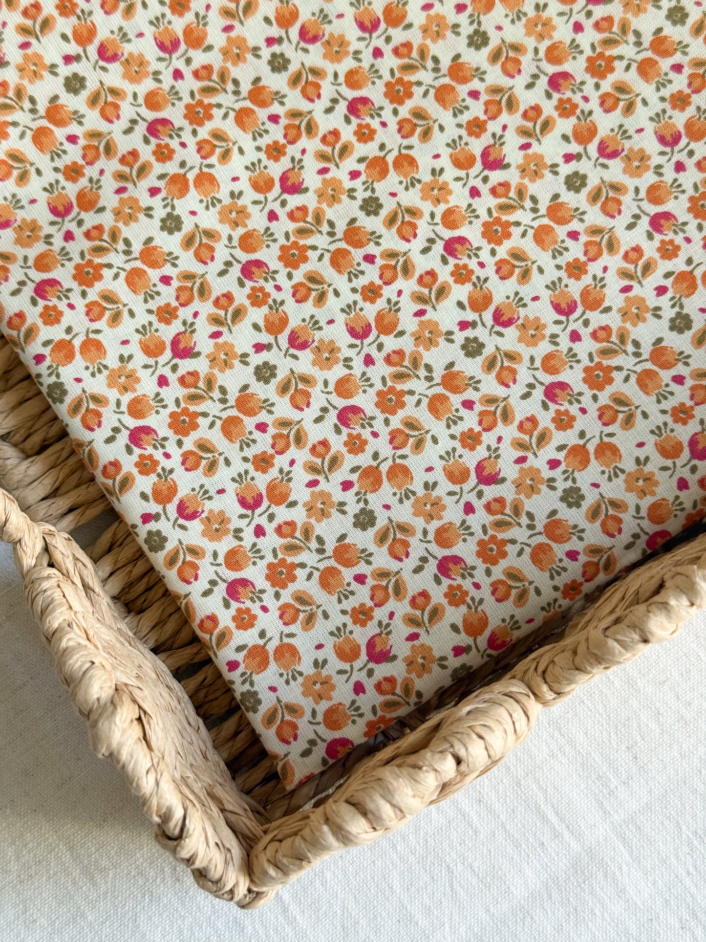 Cotton Poplin Fabric  - Citrus Ditsy Floral