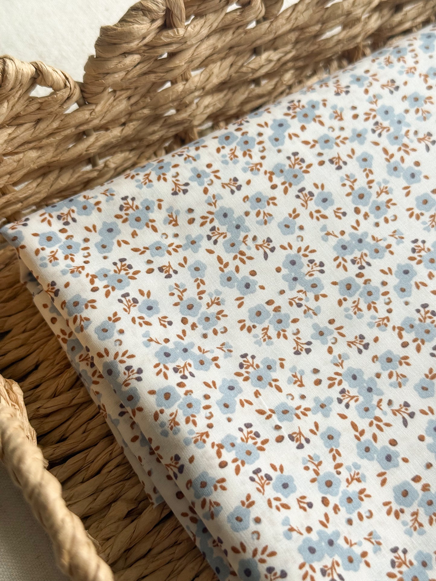 Cotton Poplin Fabric  - Blue Ditsy Floral