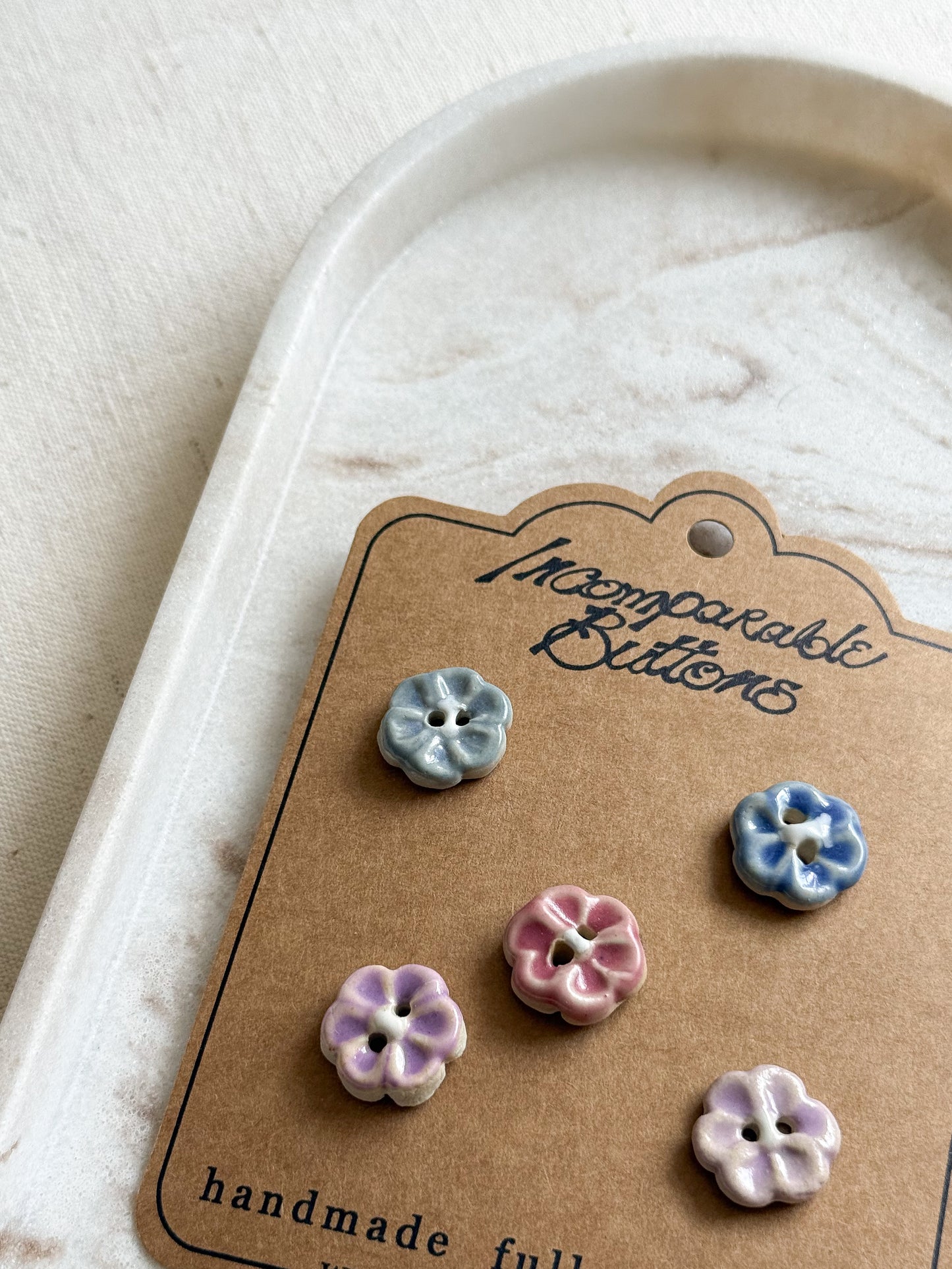 Handmade Pastel Flower Sewing Buttons - Large - 16mm - Pack of 5