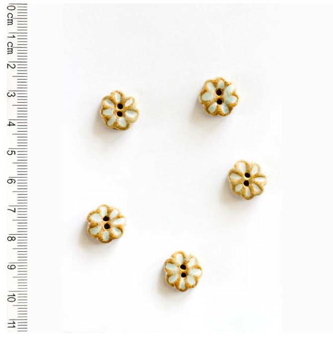 Handmade Earthy Flower Sewing Buttons - 15mm - Pack of 5