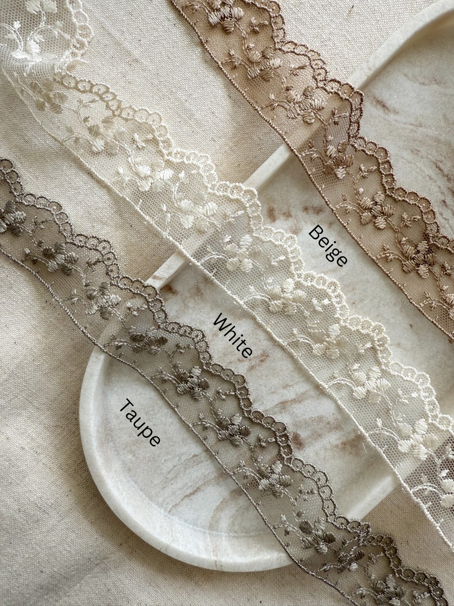Floral Embroidered Tulle Lace Trim - 35mm