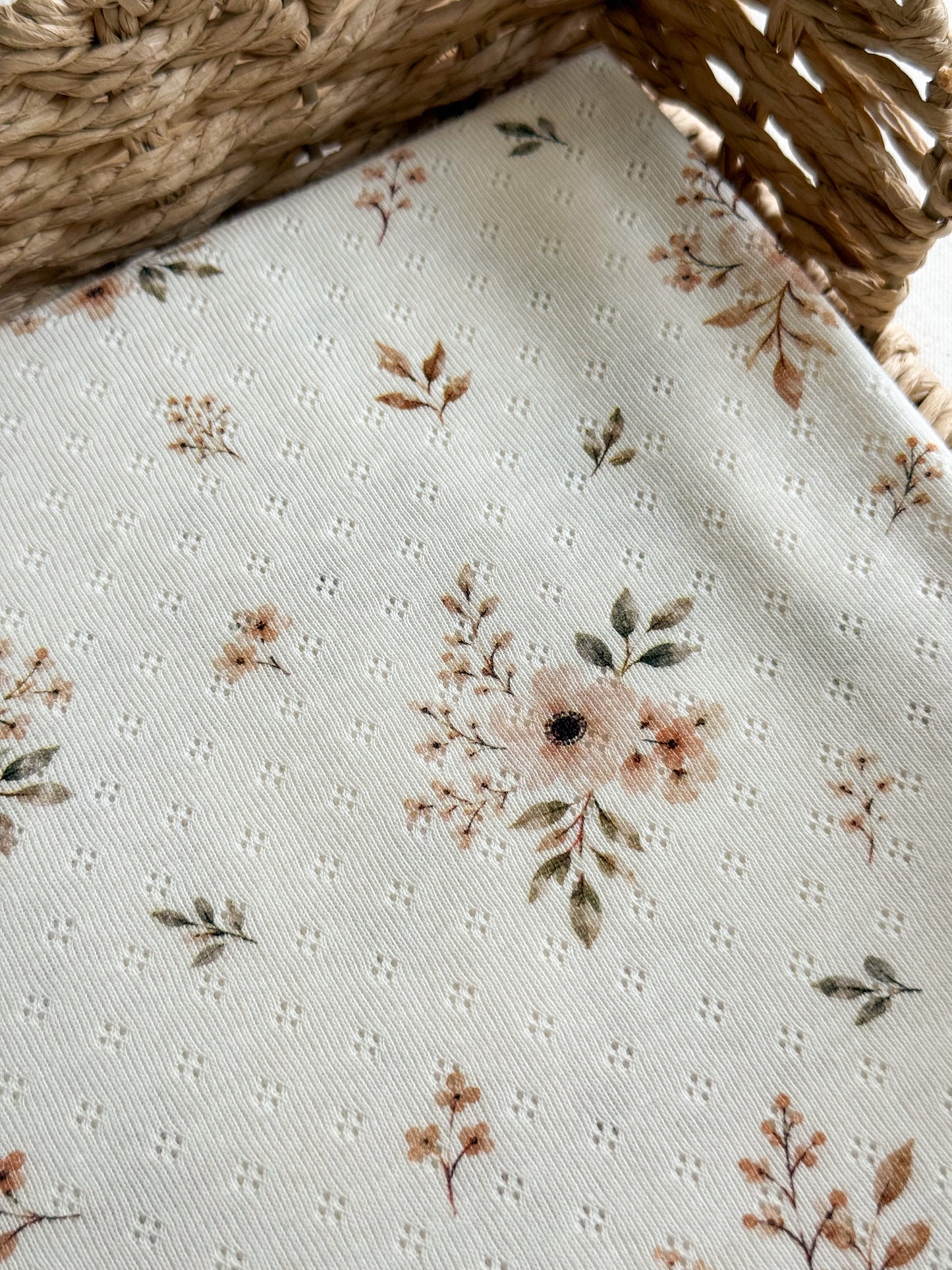 Cotton Jersey Pointelle Fabric - Vintage Blush Floral