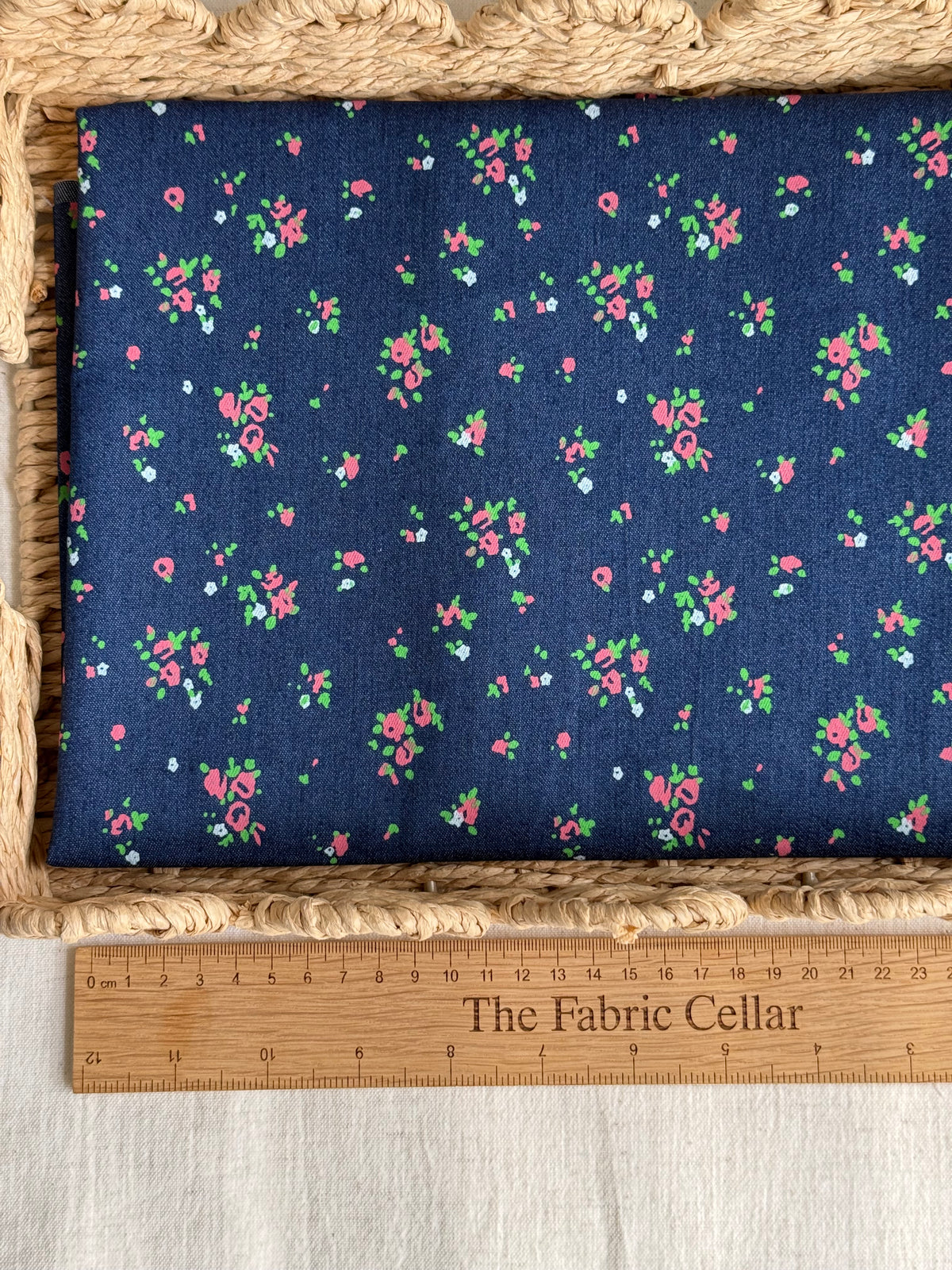 Cotton Denim Stretch Fabric  - Flowers