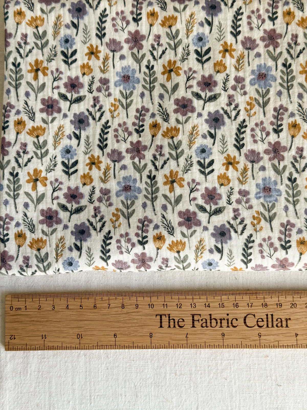 Double Gauze Fabric - Posy - Mustard & Lilac
