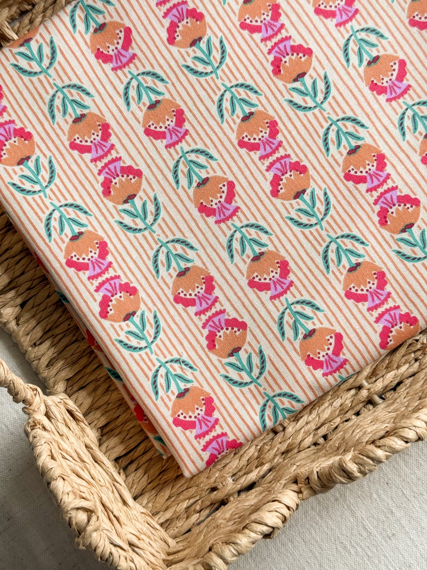 Cotton Poplin Fabric  - Spring Block Print