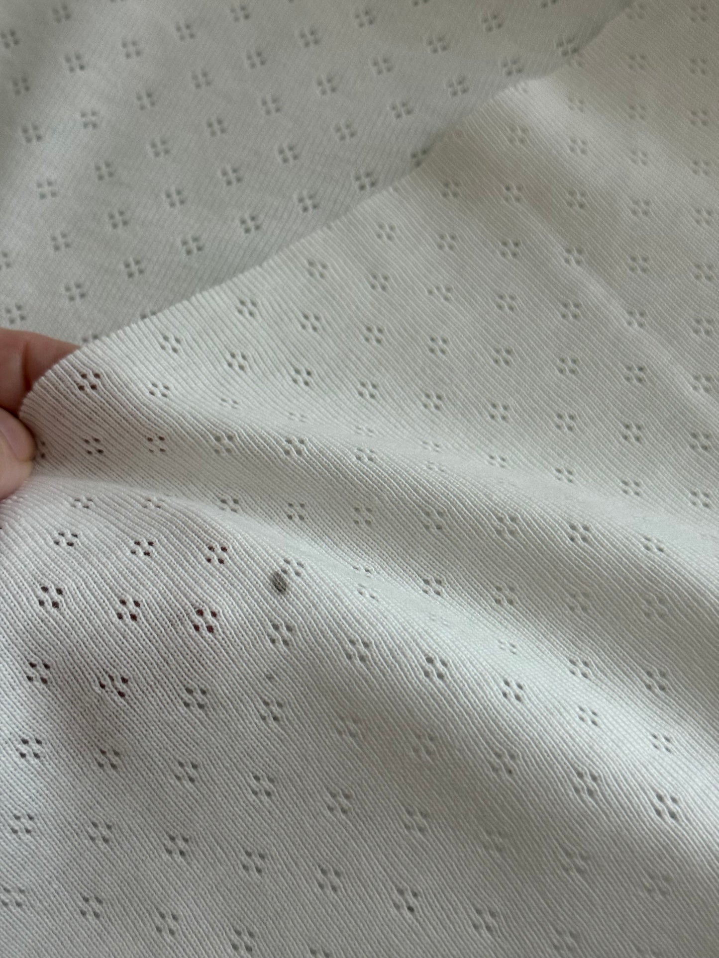 Cotton Jersey Pointelle Fabric - Off White - 150cm Remnant - See Photos