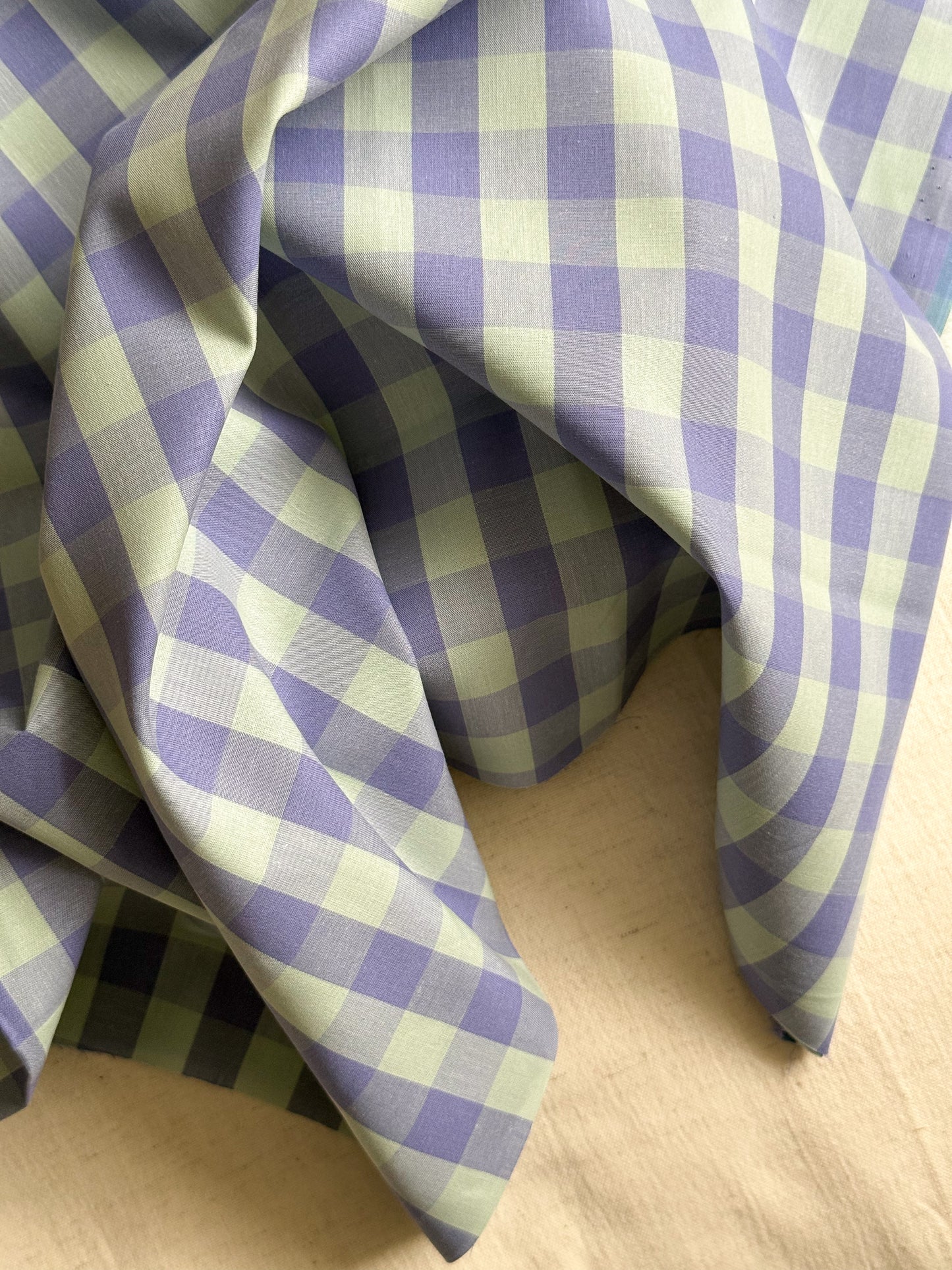 Cotton Yarn Dyed Gingham Fabric - Lavender & Sage
