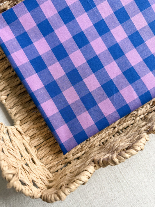 Cotton Yarn Dyed Gingham Fabric - Blue & Pink