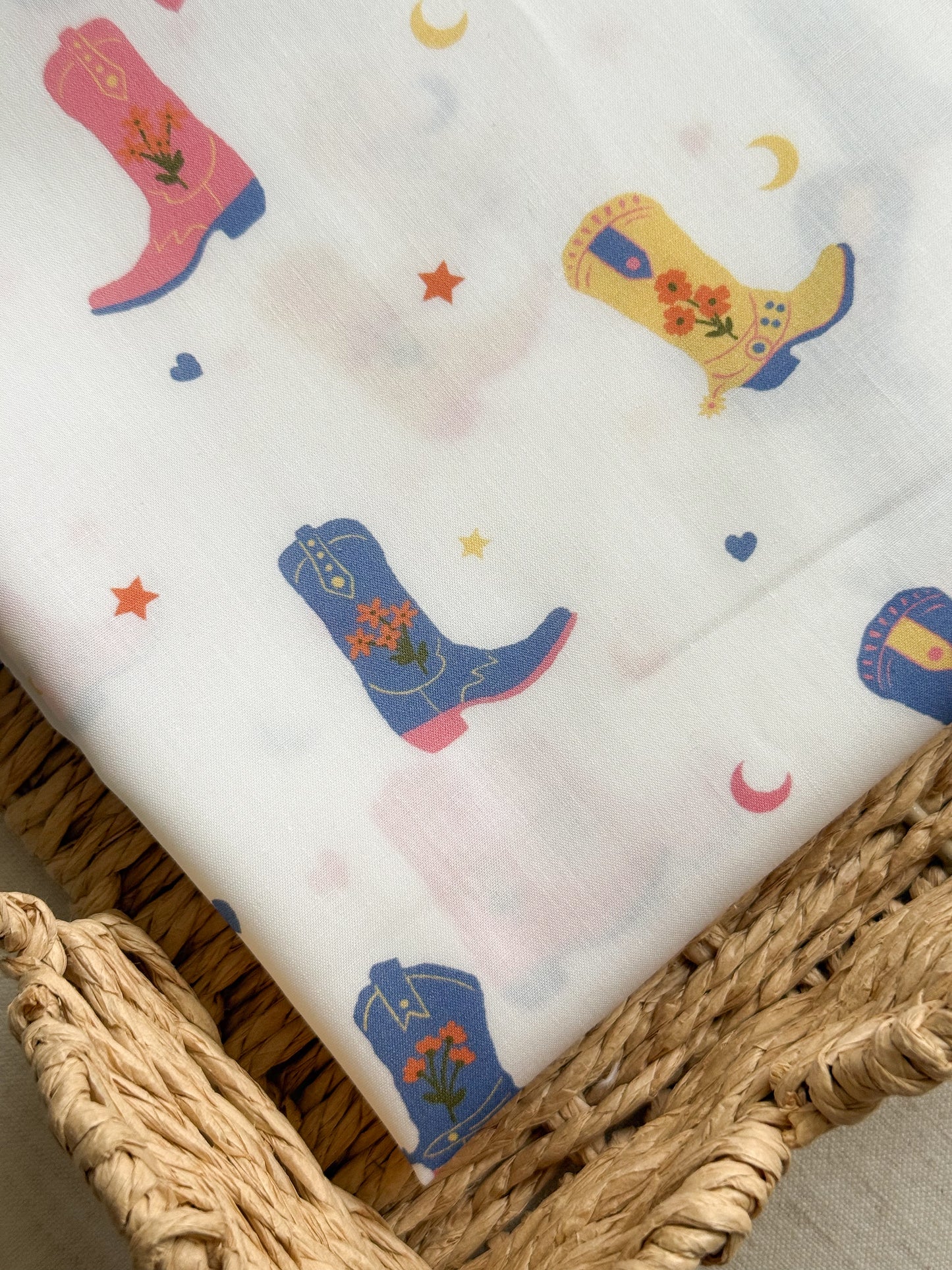 Fine Cotton Poplin Fabric - Cowboy Boots