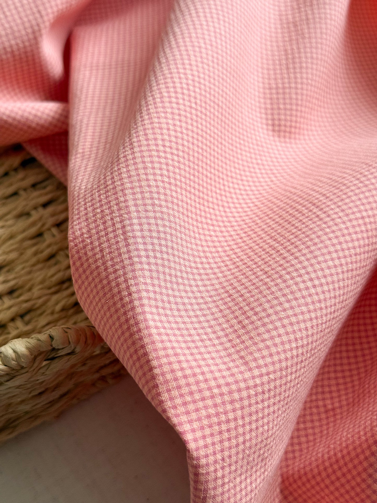 Organic Cotton Blend Seersucker Fabric - Gingham Orchid Mini
