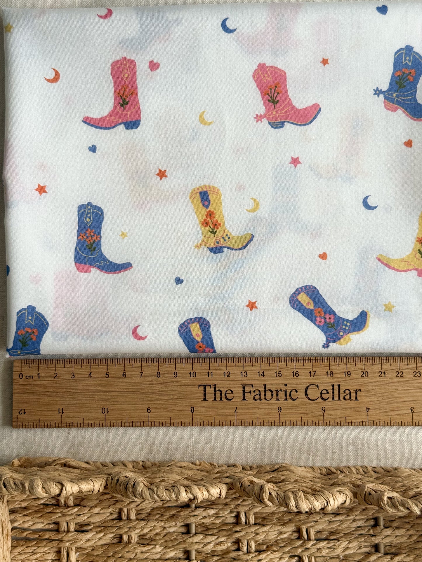 Fine Cotton Poplin Fabric - Cowboy Boots
