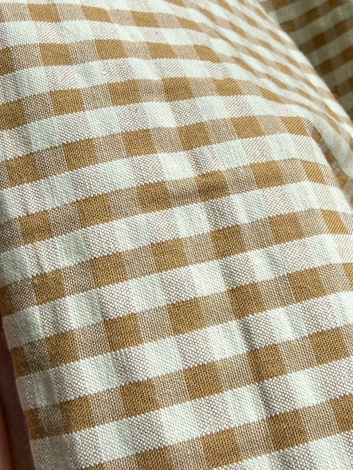 Cotton Seersucker Fabric - Gingham - Pistachio - 45cm Remnant
