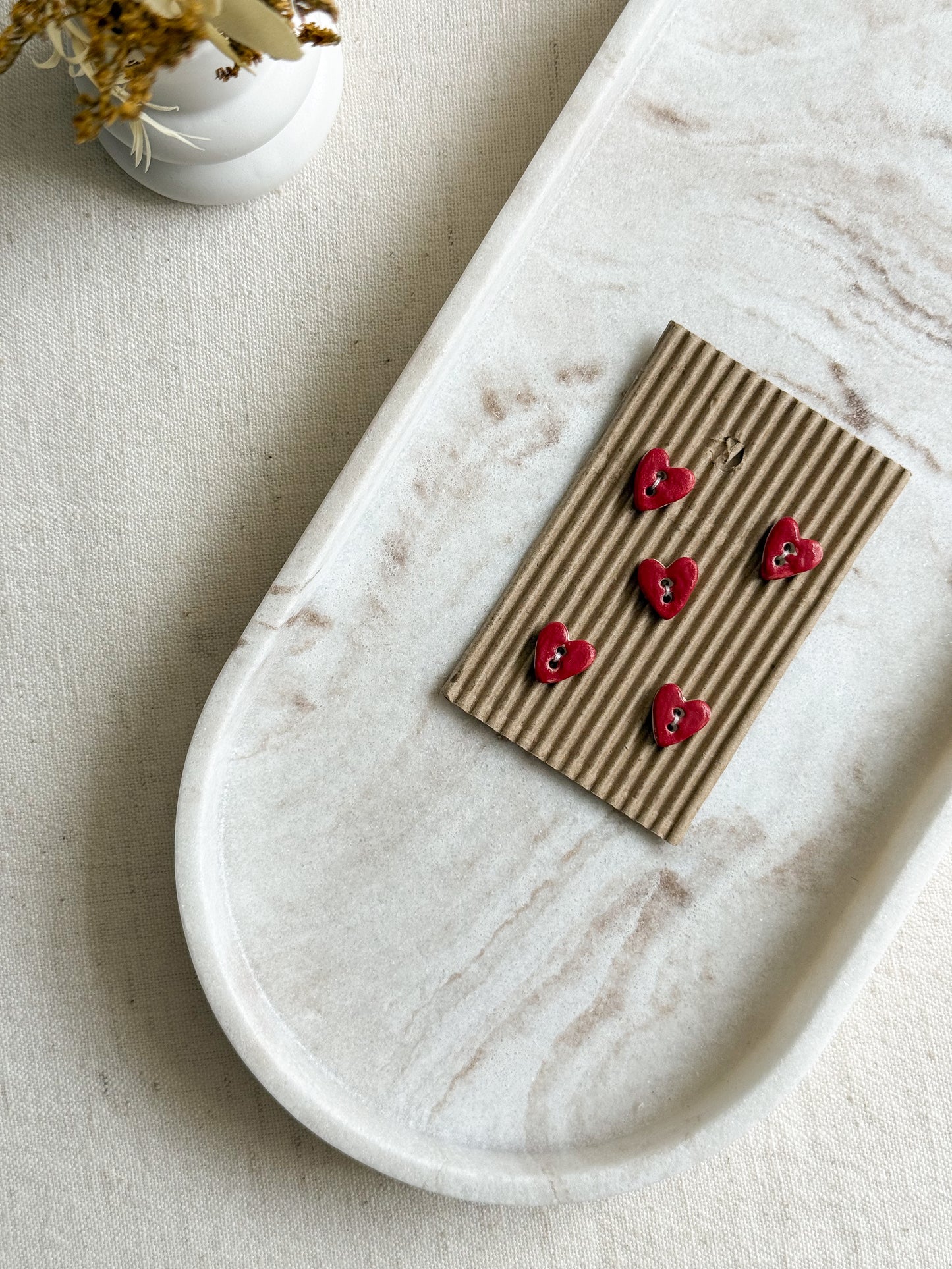 Handmade Red Heart Sewing Buttons - 12mm - Pack of 5
