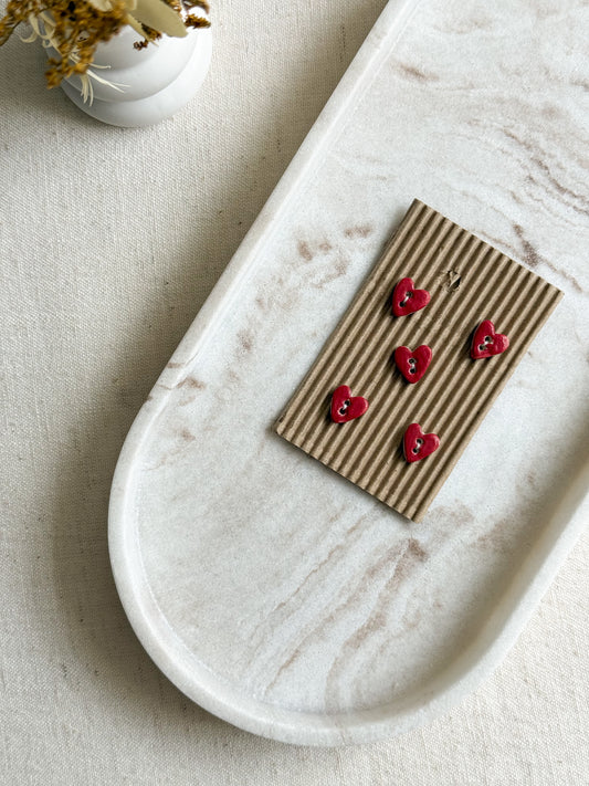 Handmade Red Heart Sewing Buttons - 12mm - Pack of 5