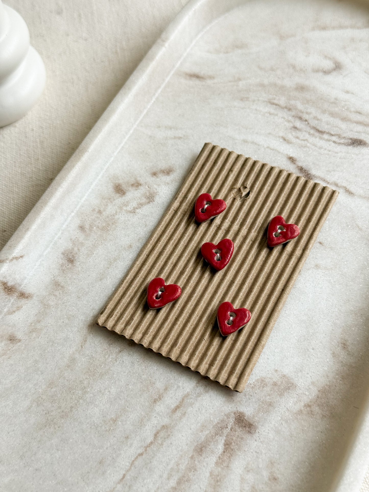 Handmade Red Heart Sewing Buttons - 12mm - Pack of 5