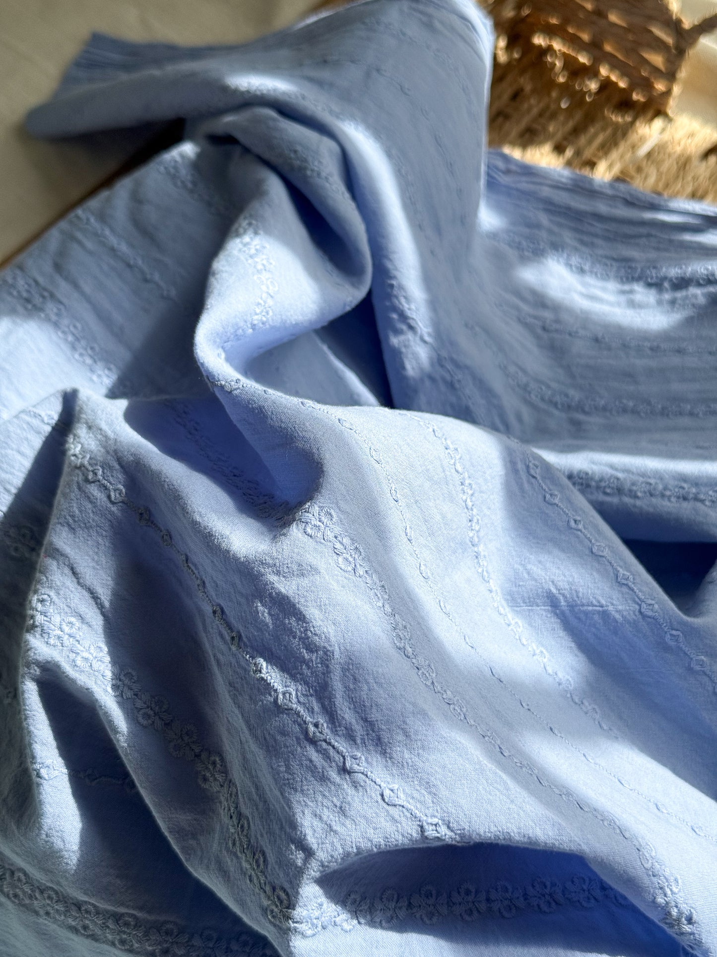 Cotton Voile Embroidered Fabric - Lavender