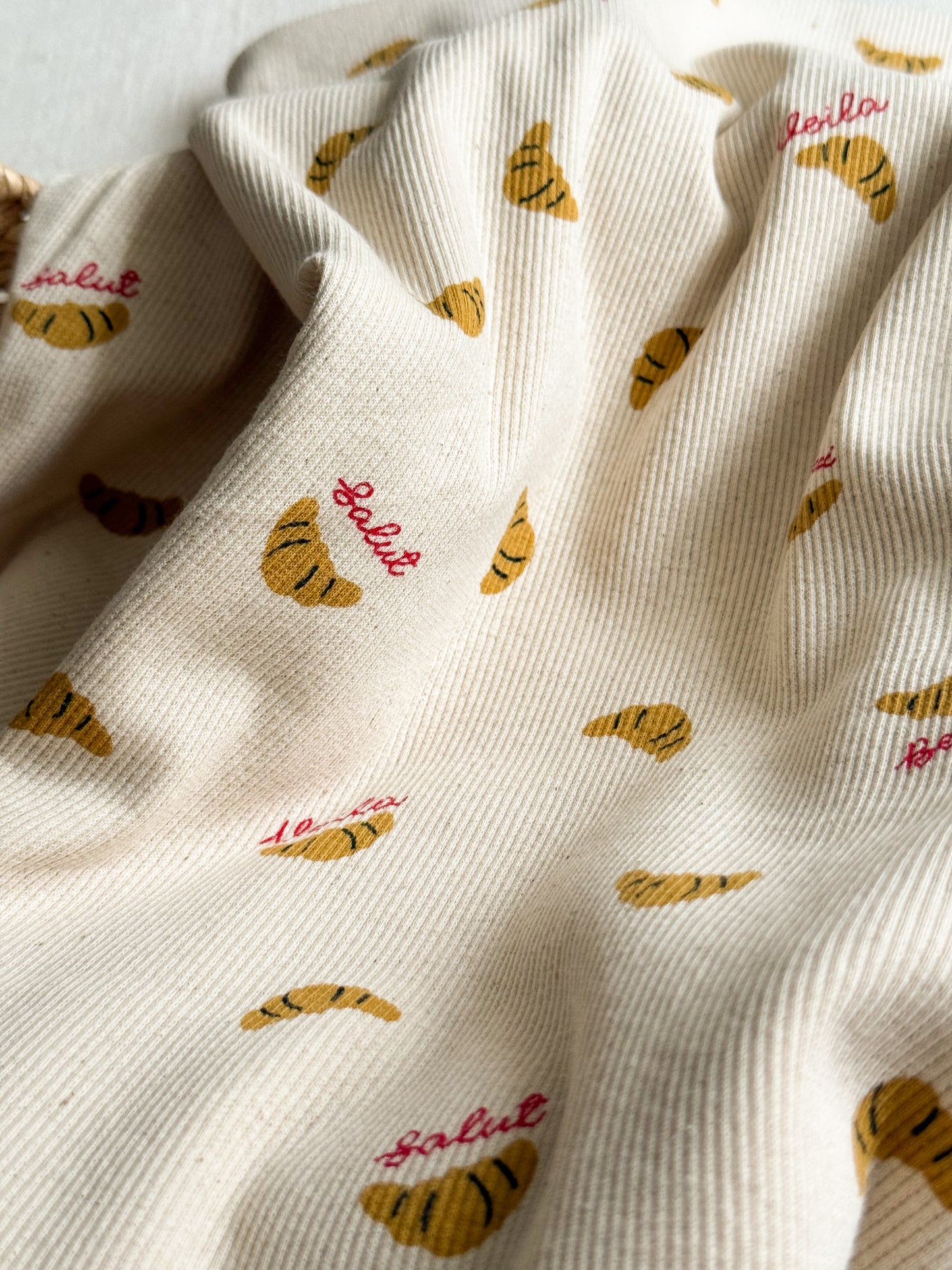 Ribbed Cotton Jersey Fabric - Croissants