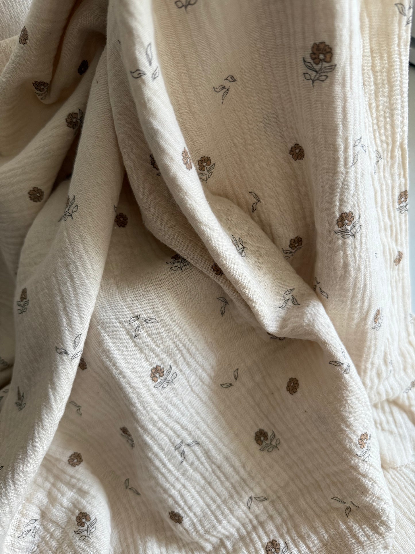 Organic Double Gauze Fabric - Earthy Floral