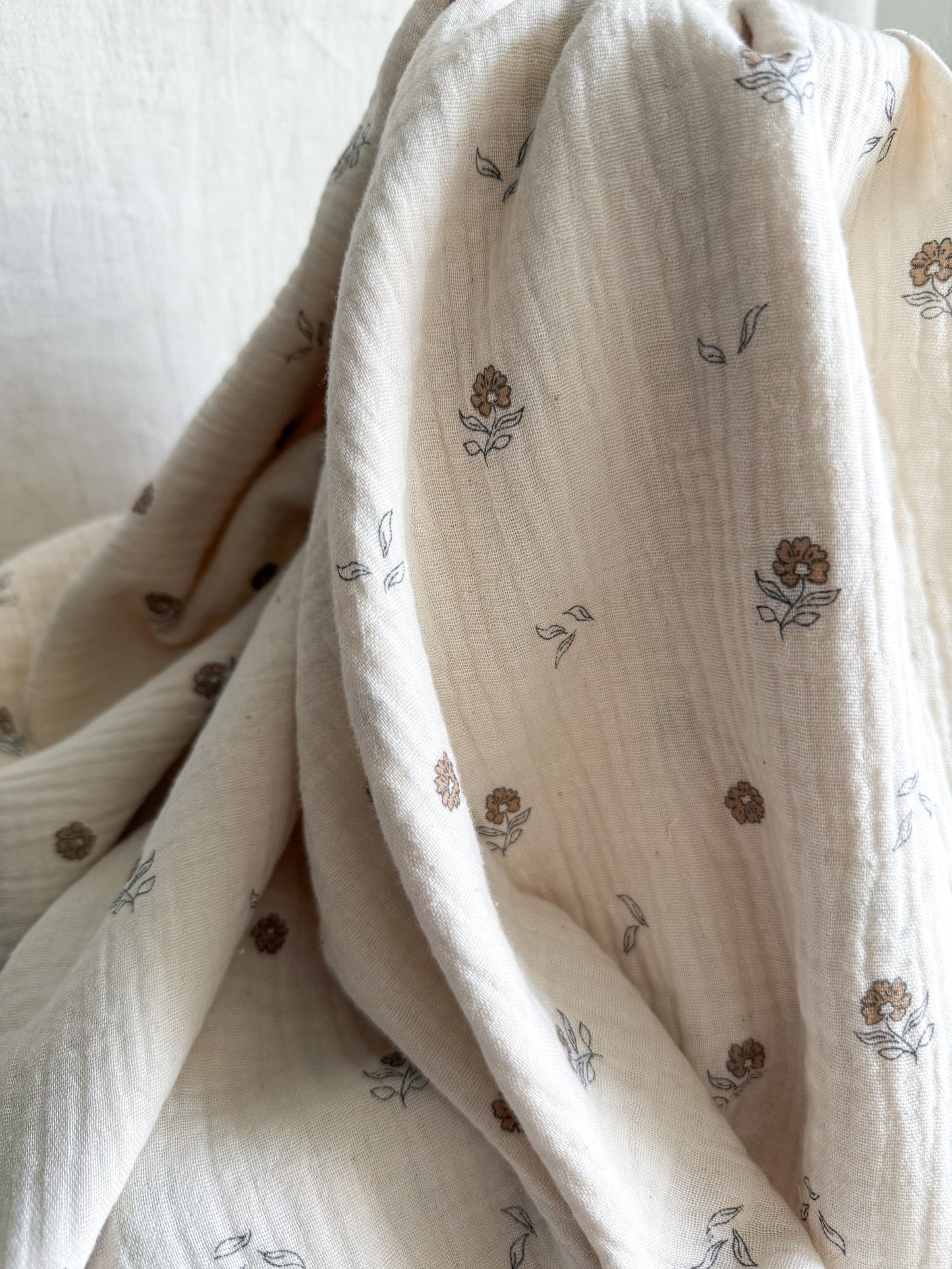 Organic Double Gauze Fabric - Earthy Floral