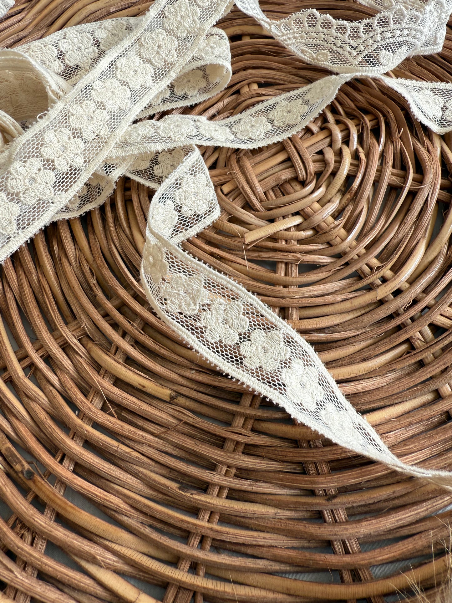 Cream Embroidered Tulle Trim - Floral