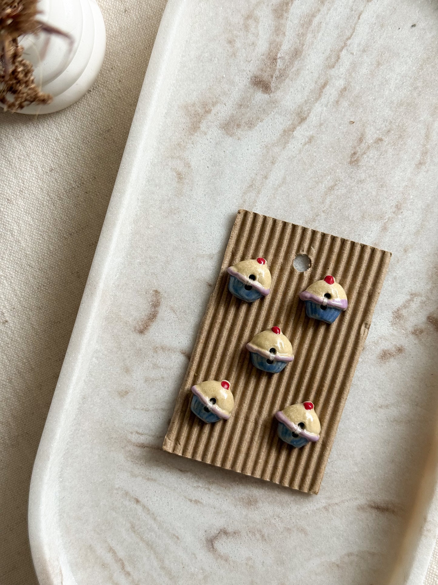 Handmade Cupcake Sewing Buttons - 15mm - Pack of 5