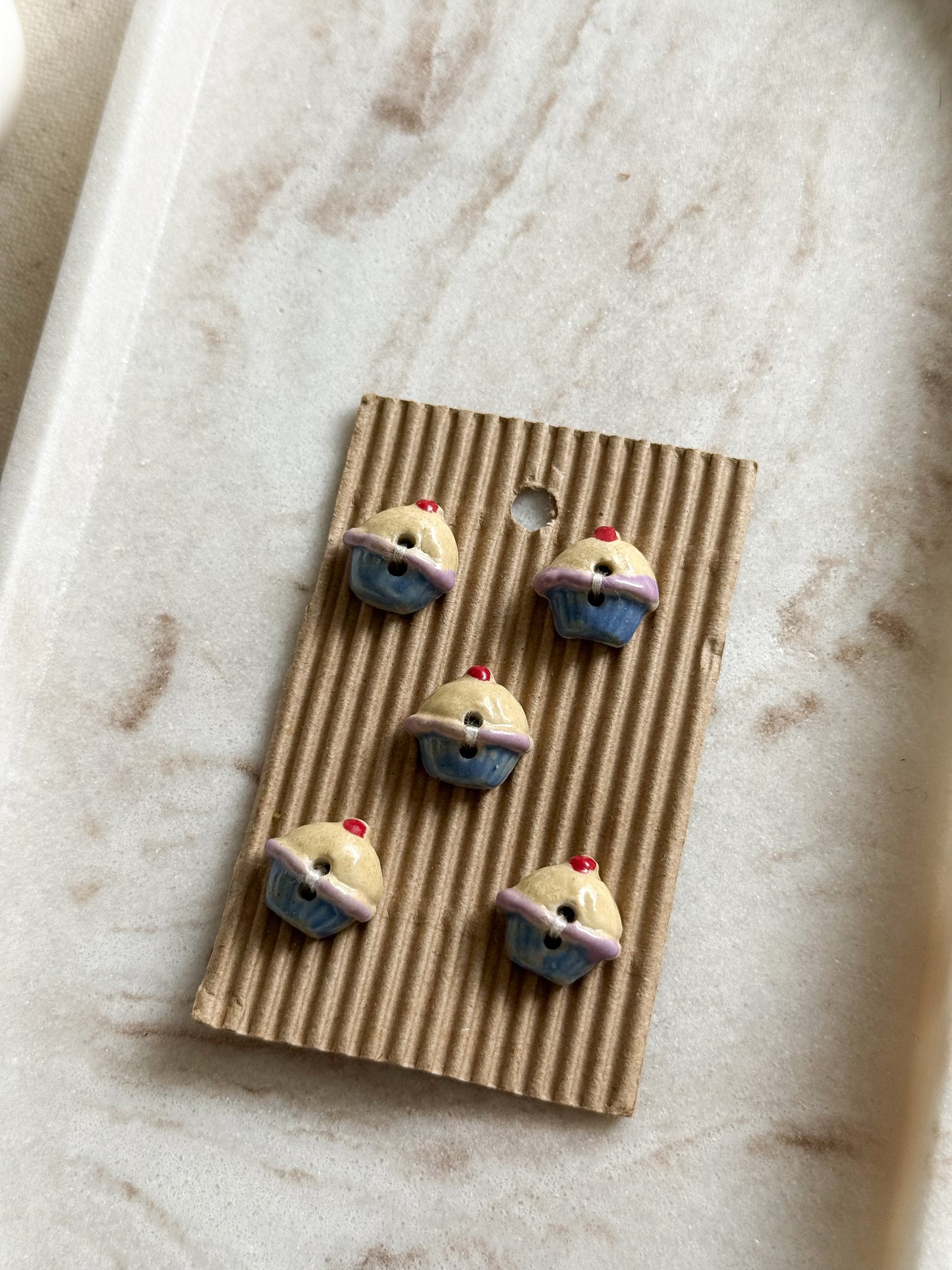 Handmade Cupcake Sewing Buttons - 15mm - Pack of 5