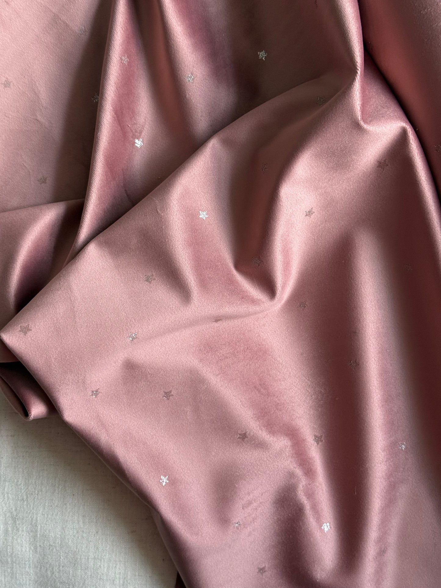 Short Pile Velvet Fabric - Old Rose Stardust - 75cm Remnant