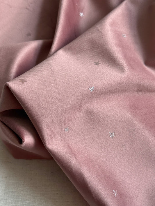 Short Pile Velvet Fabric - Old Rose Stardust