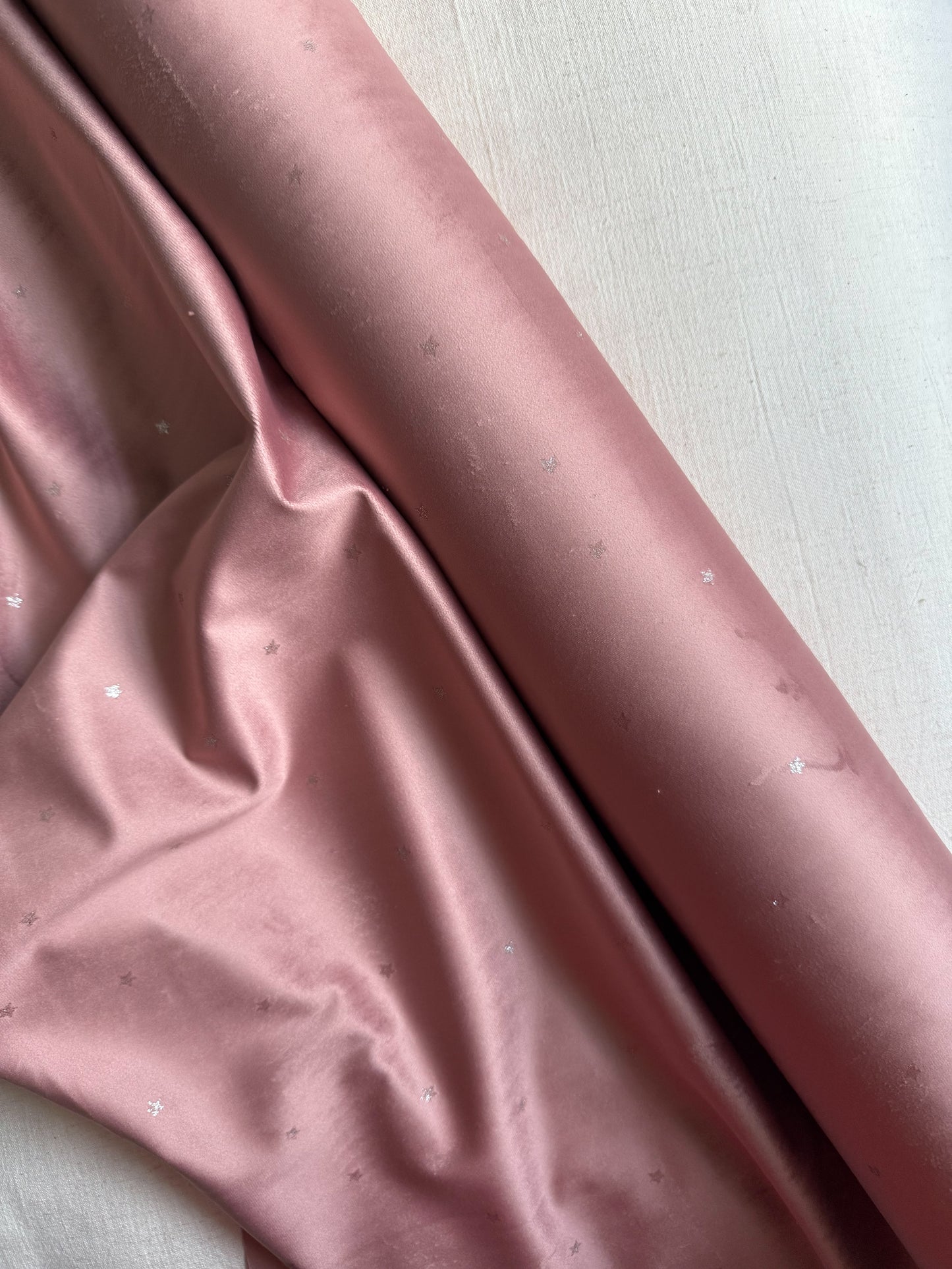 Short Pile Velvet Fabric - Old Rose Stardust - 75cm Remnant