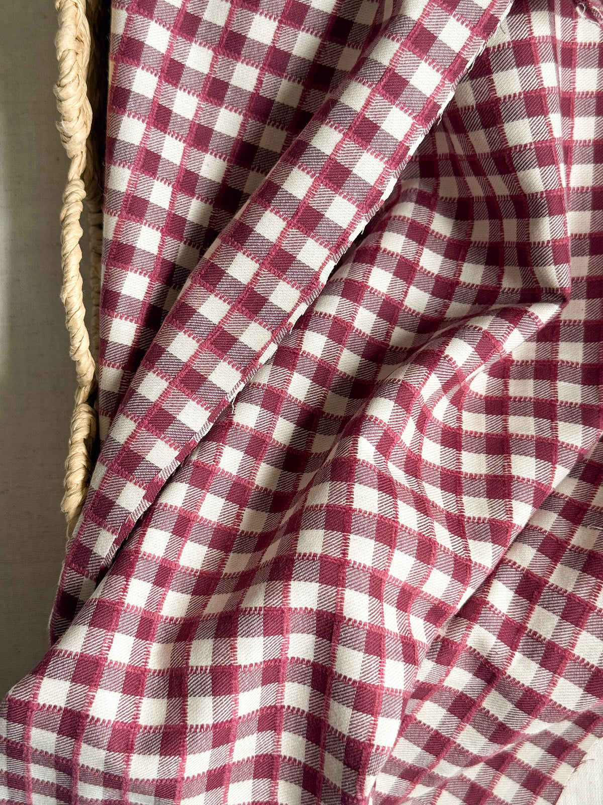 Cotton Yarn Dyed Gingham Fabric - Mulberry