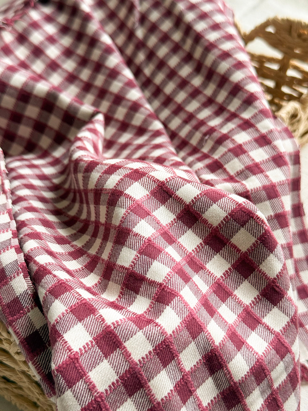 Cotton Yarn Dyed Gingham Fabric - Mulberry