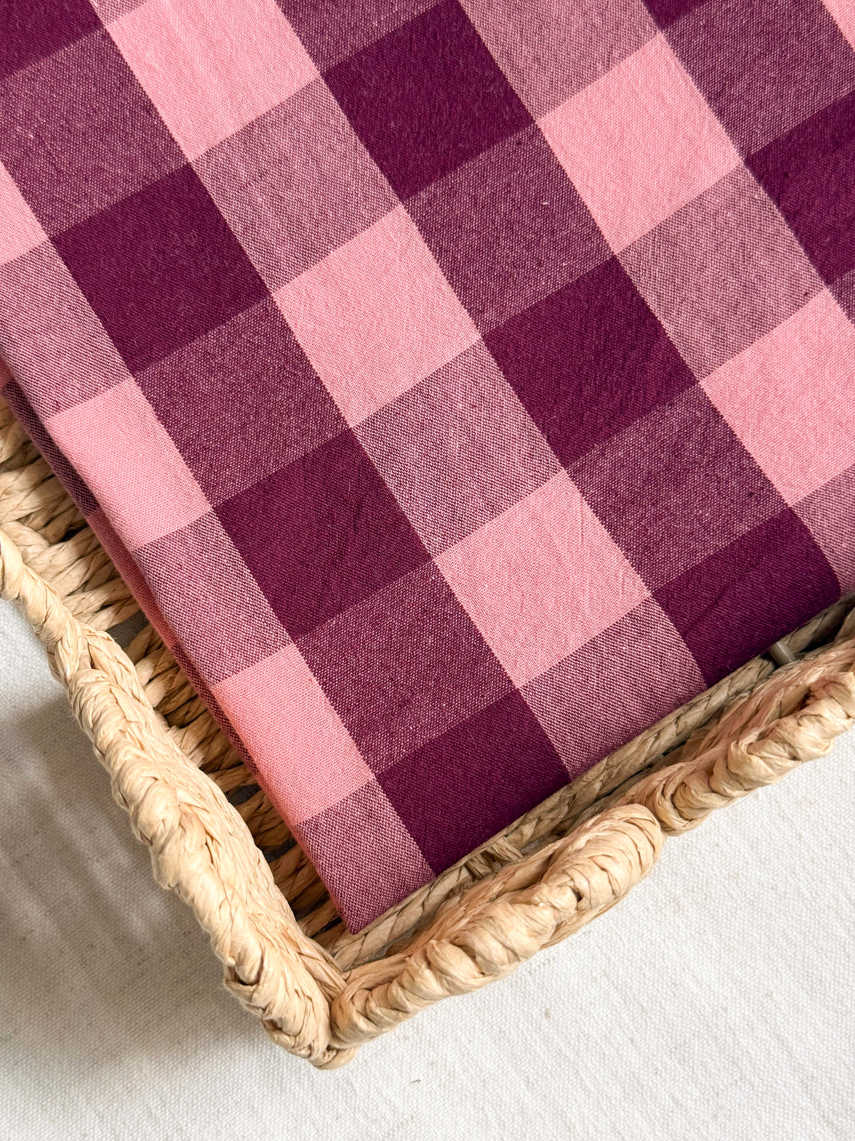 Cotton Yarn Dyed Gingham Fabric - Plum & Peach