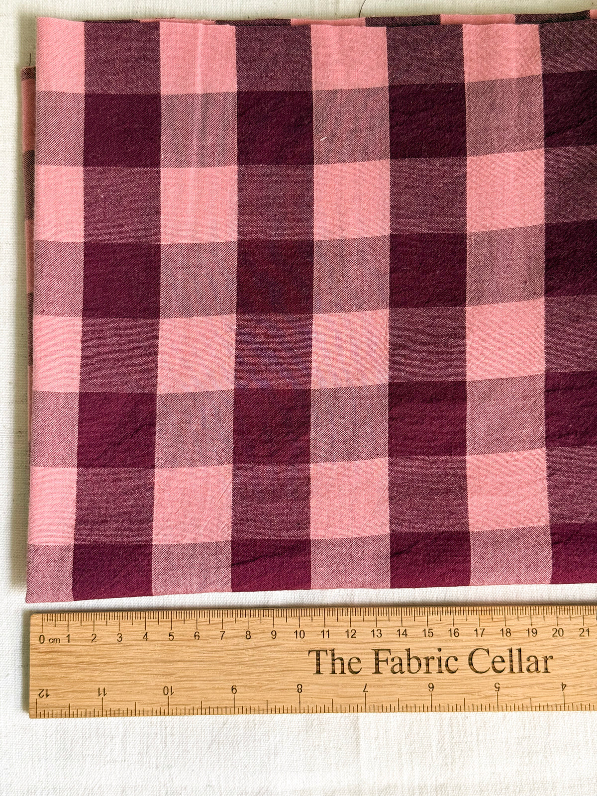Cotton Yarn Dyed Gingham Fabric - Plum & Peach