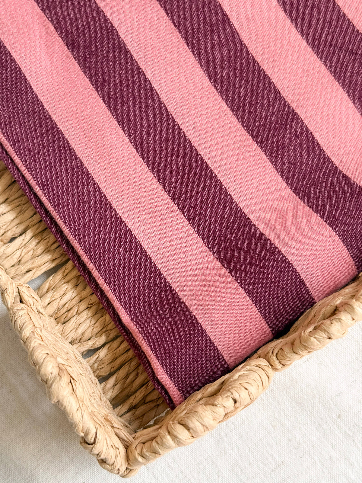 Cotton Yarn Dyed Stripe Fabric - Plum & Peach