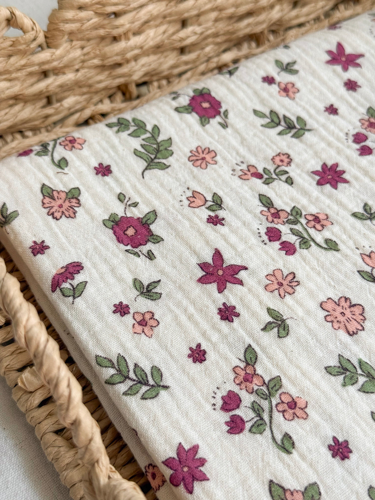 Organic Cotton Double Gauze Fabric - Mulberry Floral
