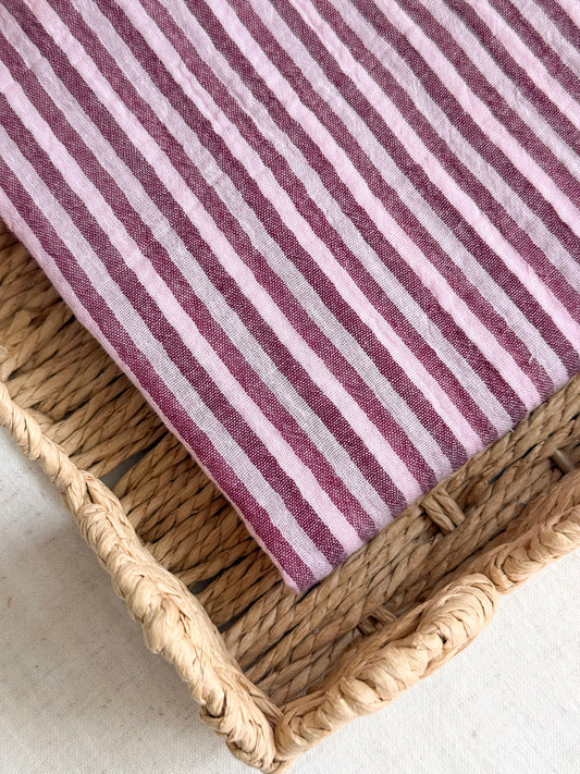 Double Sided Double Gauze Fabric - Mulberry Stripe