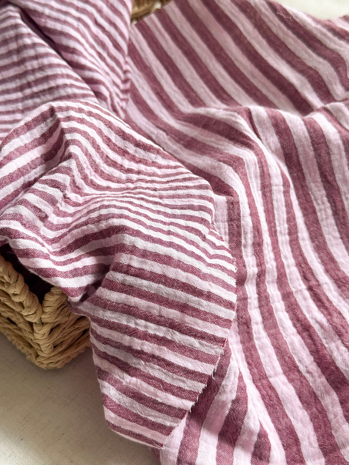 Double Sided Double Gauze Fabric - Mulberry Stripe