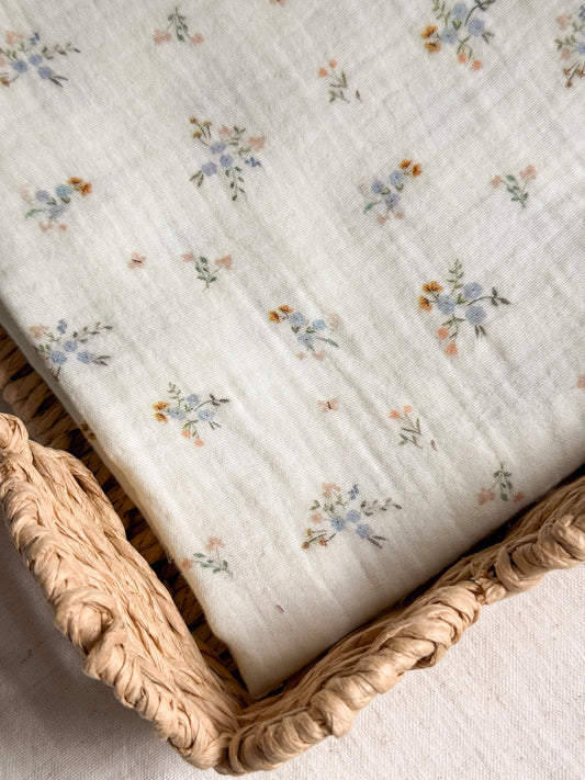 Double Gauze Fabric - Bouquets & Butterflies