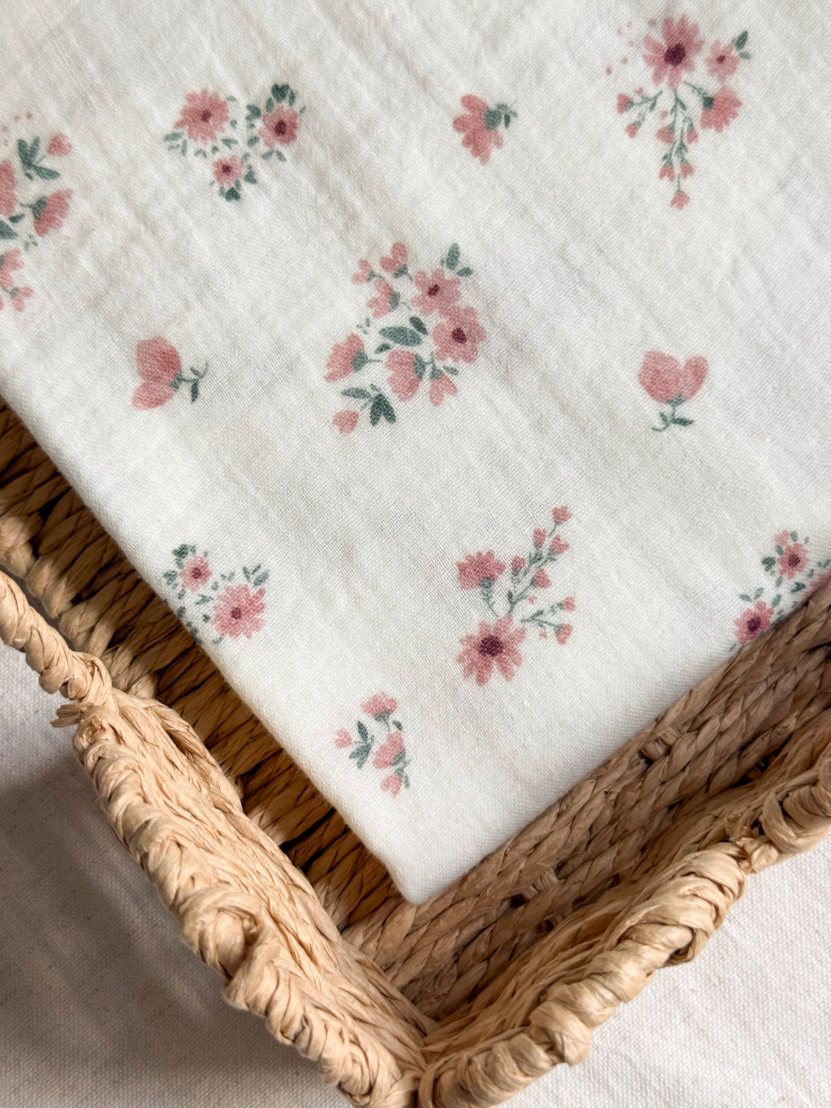 Organic Cotton Double Gauze Fabric - Peach Floral