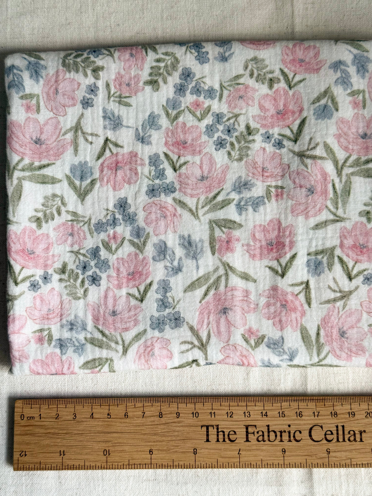 Organic Cotton Double Gauze Fabric - Pink Posy