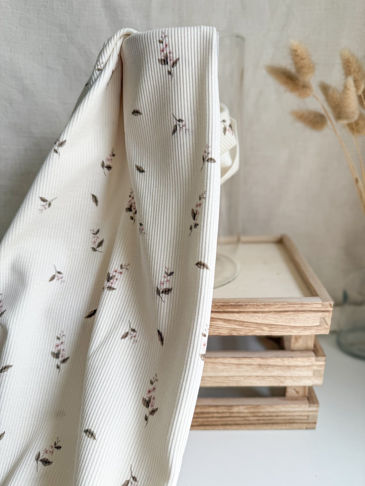 Fine Ribbed Cotton Jersey - Delicate Blossom