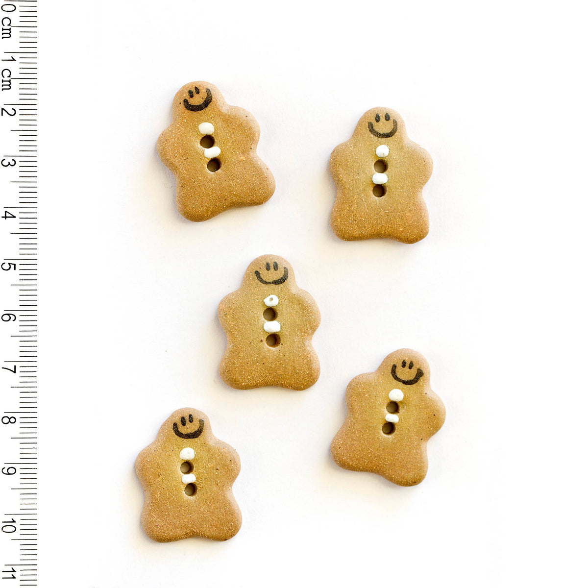 Handmade Gingerbread Cookie Sewing Buttons - 20mm - Pack of 5