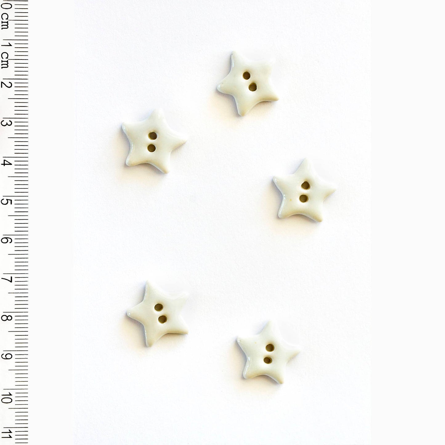Handmade White Star Sewing Buttons - 13mm - Set of 5