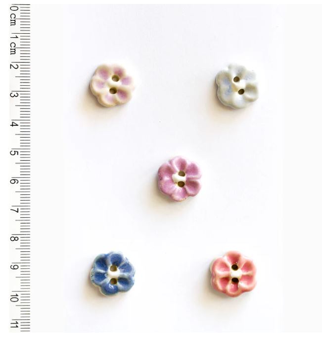 Handmade Pastel Flower Sewing Buttons - Large - 16mm - Pack of 5